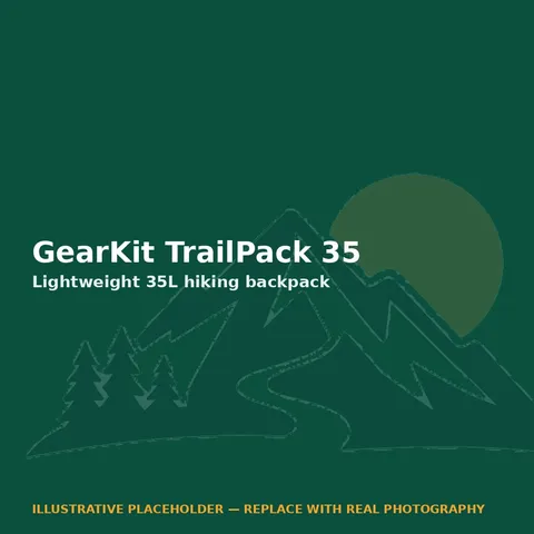 Illustrative placeholder graphic for the GearKit TrailPack 35 lightweight hiking backpack